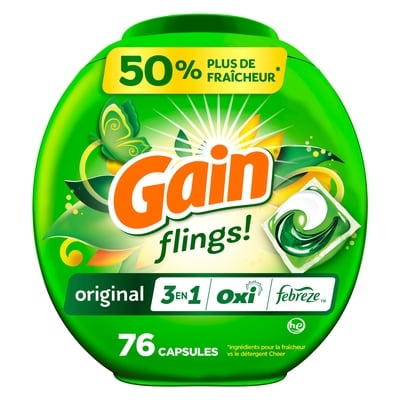 Gain Flings, parfum Original, 76 capsules 1.54 kg, 1,30 $/100g