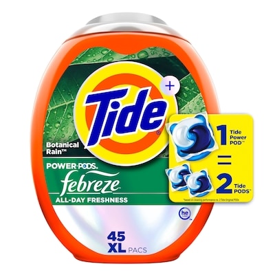 Tide Power PODS Plus with Febreze Odor Eliminators Laundry Detergent Pacs 45 ea, $0.56/1ea