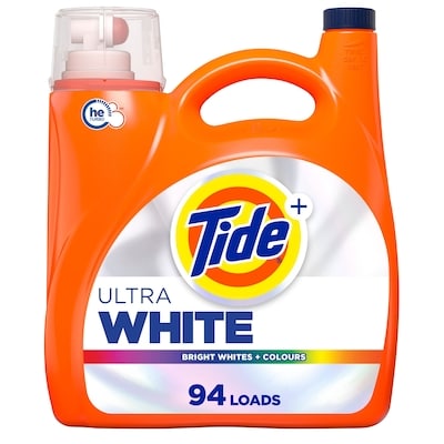 Tide Plus Ultra OXI White and Bright Liquid Laundry Detergent, 94 Loads, Advanced Stain Removal and Whitening Power 3.9 l, $0.69/100ml