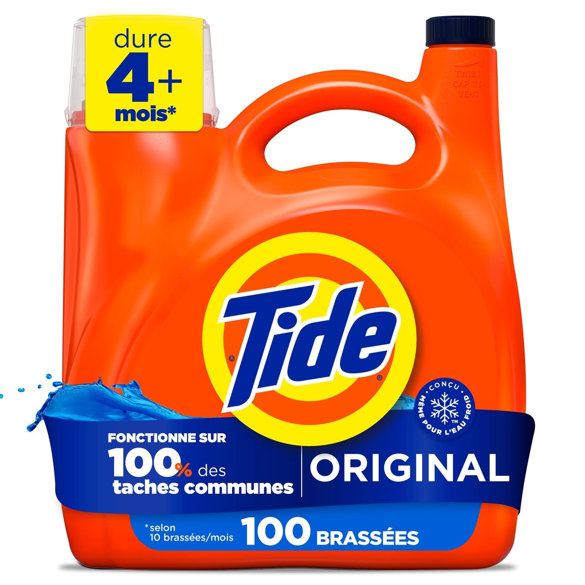 Tide Détergent à lessive liquide, parfum Original, 100 brassées, 3,9 L (132 oz liq.) 3.9 l, 0,70 $/100ml