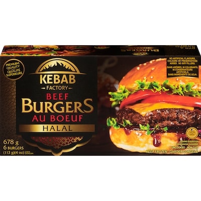 Kebab Factory Beef Burgers Halal 678 g, $1.62/100g