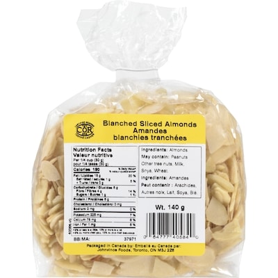 Johnvince Foods Blanched Sliced Almonds 140 g, $2.14/100g