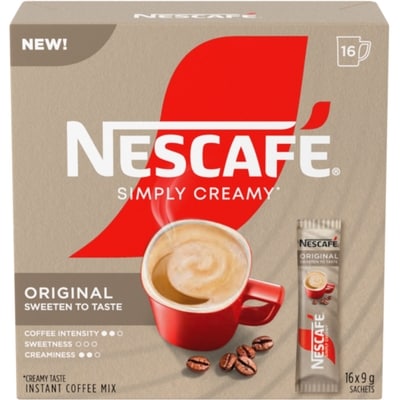 Nestlé Le café instantané Simplement crémeux en sachets individuels contient 144 g, 6,45 $/100g