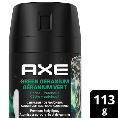 Axe Spray corporel premium pour hommes, au géranium vert 113 g, 8,84 $/100g