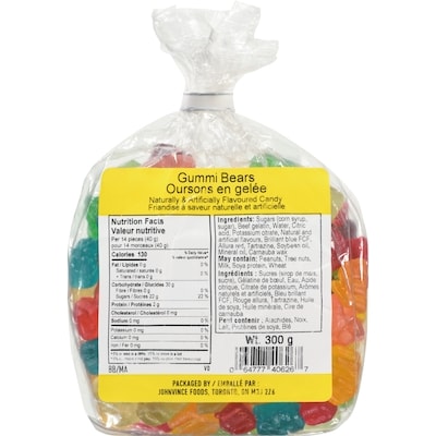 Johnvince Foods Naturally & Artificially Flavoured Candy Gummi Bears 300 g, $1.00/100g