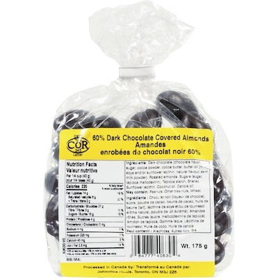 Johnvince Foods 60% Dark Chocolate Covered Almonds 175 g, $1.71/100g