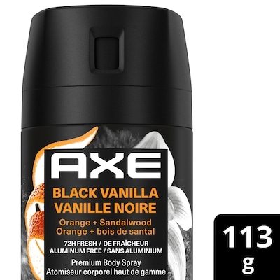 Axe Spray corporel premium pour hommes, à la vanille noire 113 g, 8,40 $/100g