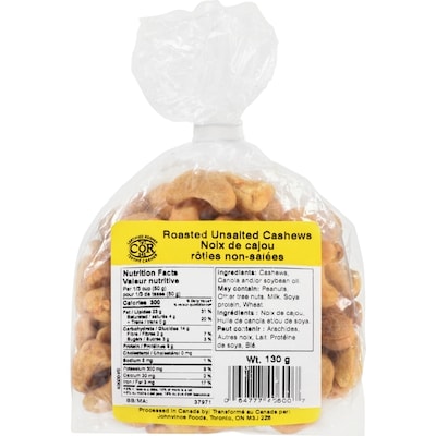 Johnvince Foods Noix de cajou rôties non-salées 130 g, 2,31 $/100g