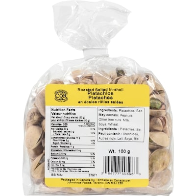 Johnvince Foods Pistaches en écales rôties salées 100 g, 3,00 $/100g