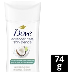Dove Antisudorifique Soin Avancé Parfum d'Eau de Coco et Limette 74 g, 10,81 $/100g
