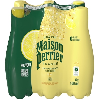 Maison Perrier Boisson à l’eau pétillante, infiniment citron paquet de 6 6x500.0 ml, 0,30 $/100ml