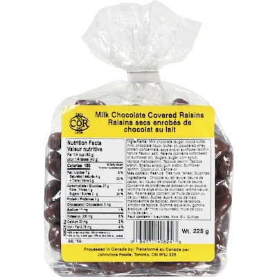 Johnvince Foods Raisins secs enrobés de chocolat au lait 225 g, 1,33 $/100g