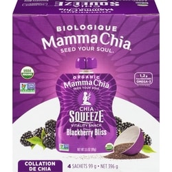 Mamma Chia Chia squeeze collation de chia délice à la mûre biologique 396 g, 2,27 $/100g