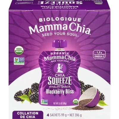 Mamma Chia Chia squeeze collation de chia délice à la mûre biologique 396 g, 2,14 $/100g
