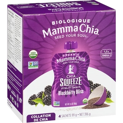 Chia squeeze collation de chia délice à la mûre biologique