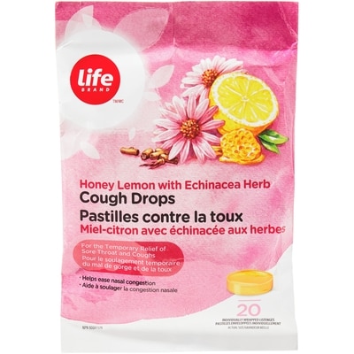 Life Pastilles contre la toux miel-citron et échinacée aux herbes 20 ea, 0,15 $/1ch