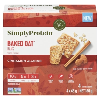 Simply Protein Baked Oat Bars Cinnamon Almond 180 g, $5.55/100g