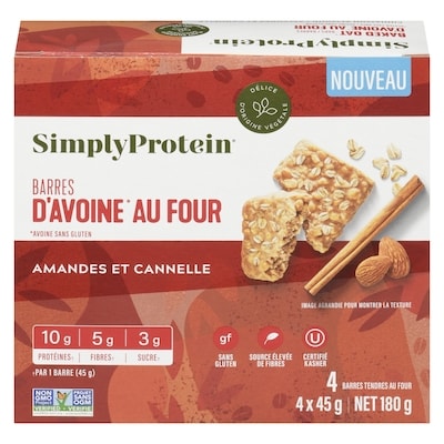 Simply Protein Barres d'avoine au four amandes et cannelle 180 g, 4,72 $/100g