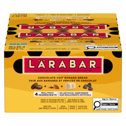 Larabar Pain aux Bananes et Pépites de Chocolat, Barres Énergétiques aux Fruits et Noix Vegan sans Gluten (caisse) 16x45.0 g, 2,92 $/100g