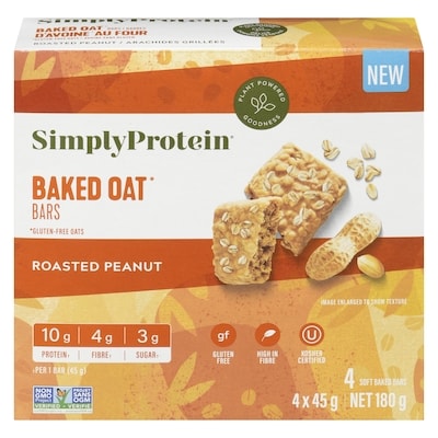 Simply Protein Baked Oat Bars Roasted Peanut 180 g, $5.55/100g