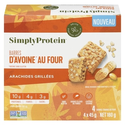 Simply Protein Barres d'avoine au four arachides grillées 180 g, 4,72 $/100g