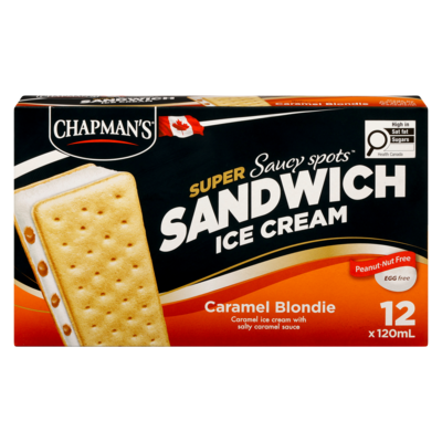 Chapmans Super Ice Cream Sandwich Saucy Spots - Caramel Blondie 12x120.0 ml, $0.59/100ml