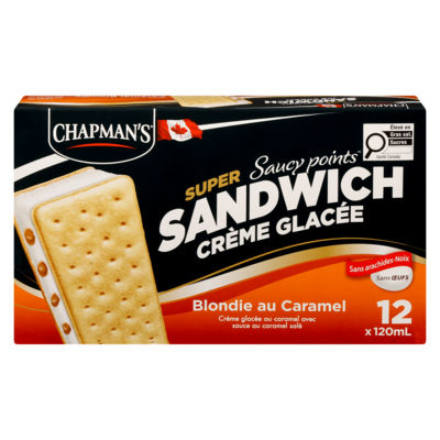 Chapman’s Super Sandwichs crème glacée saucy points blondie au caramel 12x120.0 ml, 0,42 $/100ml