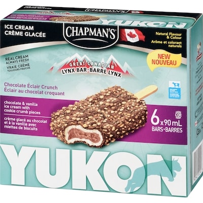 Chapmans Yukon Lynx Ice Cream Bar Chocolate Éclair Crunch - 6x90.0