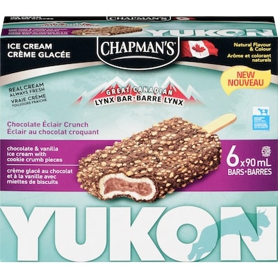 Chapman’s Yukon lynx  barre crème glacée éclair au chocolate croquant 6x90.0 ml, 0,93 $/100ml