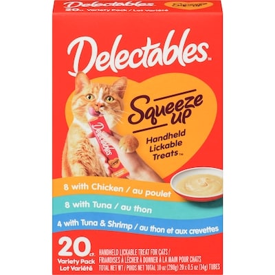 Hartz Squeeze Up Handheld Lickable Treat For Cats Variety Pack 280 g, $5.00/100g