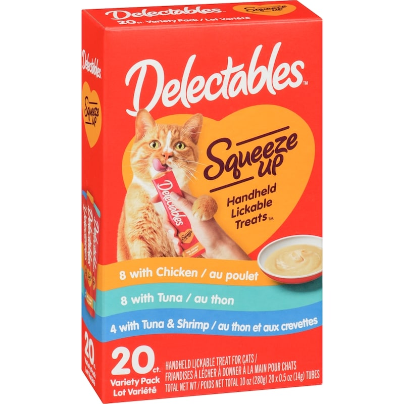Squeeze Up Handheld Lickable Treat For Cats Variety Pack