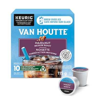 Van Houtte Brew Over Ice Hazelnut, Medium Roast, K-Cup Coffee Pods 10x10.0 ea, $1.45/1ea