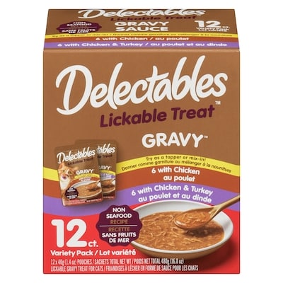 Hartz Gravy friandises à lécher en forme de sauce pour les chats recette sans fruits de mer lot variété 12x40.0 g, 3,54 $/100g