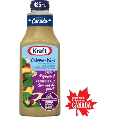 Kraft Vinaigrette Crémeuse Graines De Pavot Calorie-Wise, Bouteille 425 ml, 0,82 $/100ml