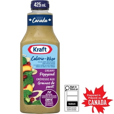 Kraft Vinaigrette Crémeuse Graines De Pavot Calorie-Wise, Bouteille 425 ml, 0,82 $/100ml