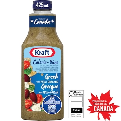 Kraft Vinaigrette féta grec et origan Calorie-Wise 425 ml, 0,94 $/100ml
