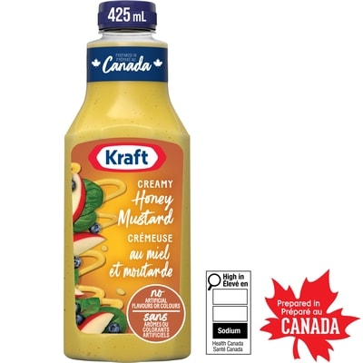 Kraft Vinaigrette moutarde crémeuse au miel, bouteille 425 ml, 1,17 $/100ml