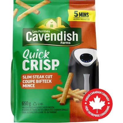 Les Fermes Cavendish Frites coupe bifteck mince Quick Crisp 650 g, 0,84 $/100g