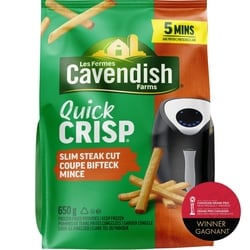 Les Fermes Cavendish Frites coupe bifteck mince Quick Crisp 650 g, 0,66 $/100g