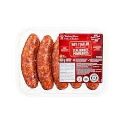 President's Choice Hot Italian Pork Sausages 500 g, $1.30/100g