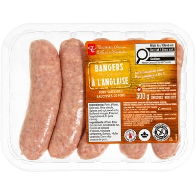 le Choix du Président Saucisses de porc bangers 500 g, 1,70 $/100g