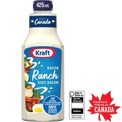 Kraft Vinaigrette ranch avec bacon, bouteille 425 ml, 0,94 $/100ml