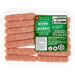 President's Choice Original Pork Breakfast Sausages 375 g, $2.13/100g