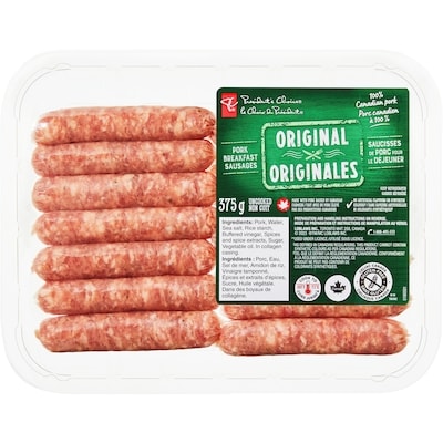 le Choix du Président Saucisses de porc pour le déjeuner originales 375 g, 2,00 $/100g