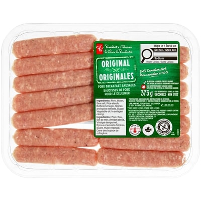 le Choix du Président Saucisses de porc pour le déjeuner originales 375 g, 2,13 $/100g