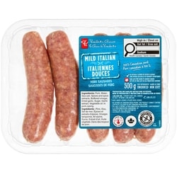 President's Choice Mild Italian Pork Sausages 500 g, $1.70/100g