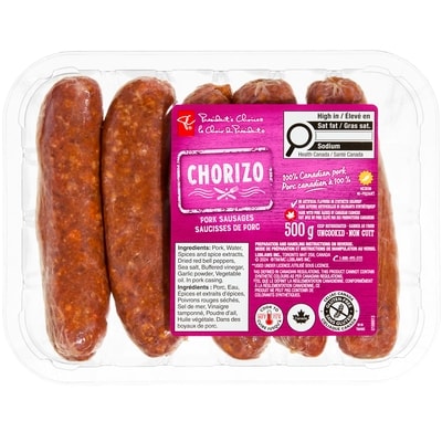 President's Choice Chorizo Pork Sausages 500 g, $1.70/100g