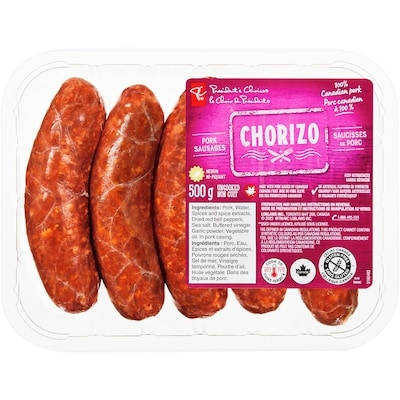 President's Choice Chorizo Pork Sausages 500 g, $1.60/100g
