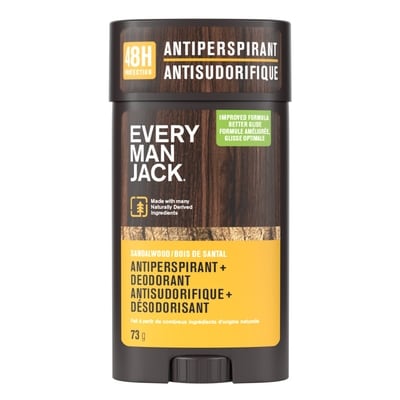 Every Man Jack Antiperspirant Deodorant, Sandalwood Teak 73 g, $14.37/100g