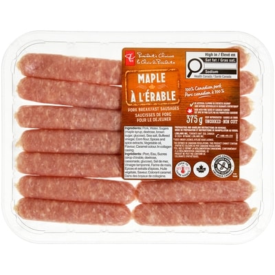 President's Choice Maple Pork Breakfast Sausages 375 g, $2.13/100g